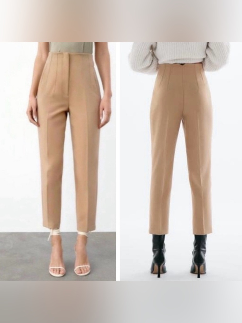 Zara High Waisted Pant in Tan